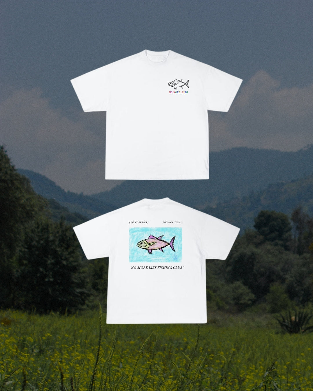 FISHING CLUB" NML OVERSIZE WHITE TEE