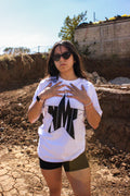 ONLY STARS " Playera manga corta en blanco con negro